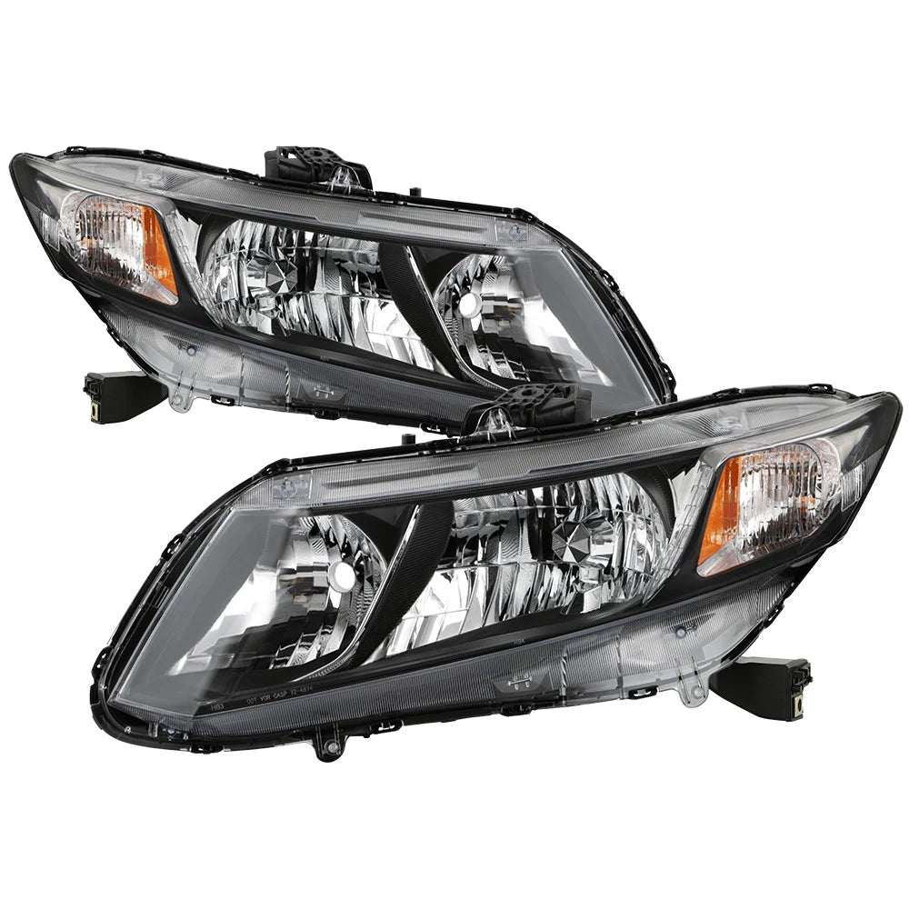 Spyder [12-15 Honda Civic] Black Halogen Headlights
