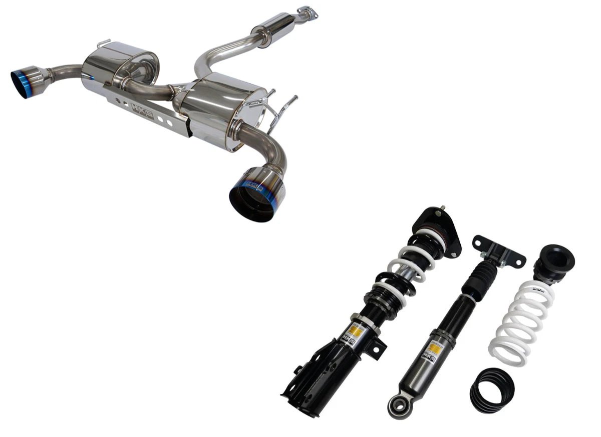 HKS [23 - 26 GR Corolla] GZEA14H Exhaust 31021 - AT009+ Suspension 80300 - AT030 Promo Set - JDMuscleCat Back Exhaust Systemhks99999-BT001