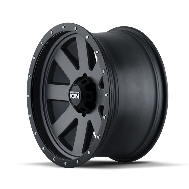 ION Type 134 17x8.5 / 5x114.3 BP / - 6mm Offset / 72.6mm Hub Matte Gunmetal/Black Beadlock Wheel - JDMuscleSPK516326