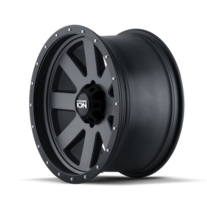 ION Type 134 17x8.5 / 5x114.3 BP / - 6mm Offset / 72.6mm Hub Matte Gunmetal/Black Beadlock Wheel - JDMuscleSPK516326