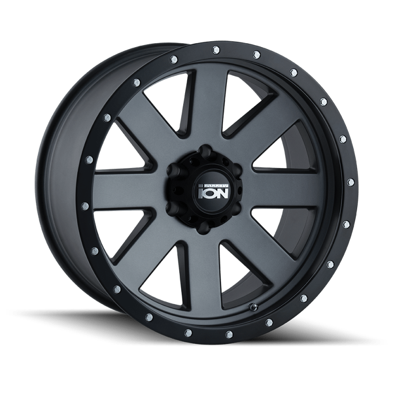 ION Type 134 17x8.5 / 5x114.3 BP / - 6mm Offset / 72.6mm Hub Matte Gunmetal/Black Beadlock Wheel - JDMuscleSPK516326