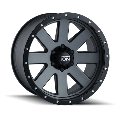 ION Type 134 17x8.5 / 5x114.3 BP / - 6mm Offset / 72.6mm Hub Matte Gunmetal/Black Beadlock Wheel - JDMuscleSPK516326