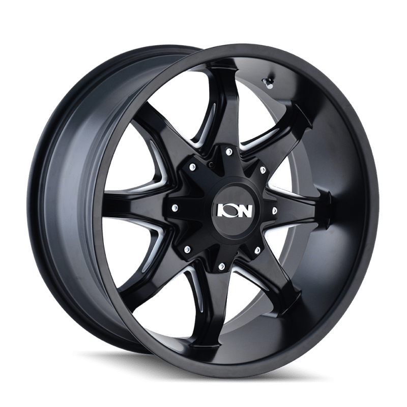 ION Type 181 17x9 / 5x114.3 BP / 18mm Offset / 87mm Hub Satin Black/Milled Spokes Wheel - JDMuscleSPK516949