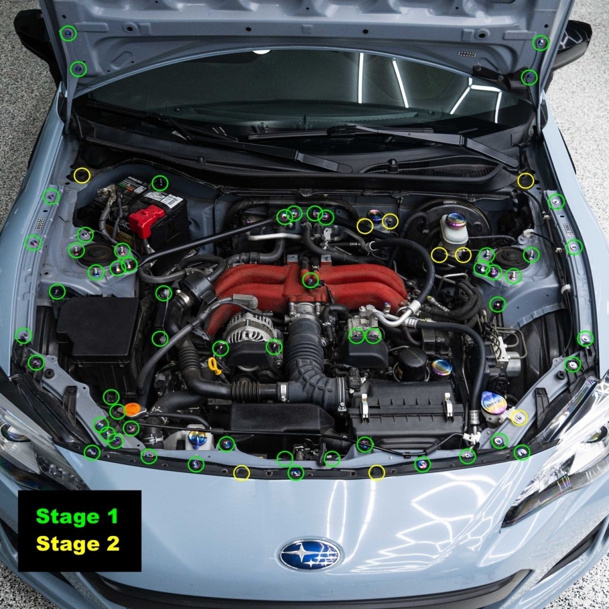 JDC Titanium Engine Bay Dress - Up Hardware Kit (13 - 21 FRS/BRZ/86) - JDMuscleEngine Dress - UpJDC-TI-FRZ86-FEBK-S1-FFA-TIStage 1Flush - Fit Allen HeadBurnt