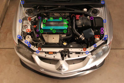 JDC Titanium Engine Bay Dress - Up Hardware Kit (Evo 8/9) - JDMuscleEngine Dress - UpJDC-TI-EVO89-EBHK-S1-FFA-TIStage 1Flush - Fit Allen Head BoltsBurnt