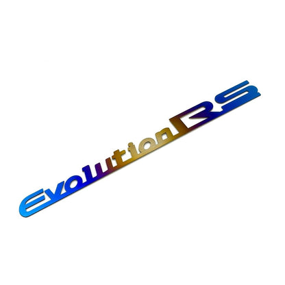JDC Titanium "Evolution RS" Trunk Badge (Evo 8/9) - JDMuscleBadgesJDC-TI-RSBurnt