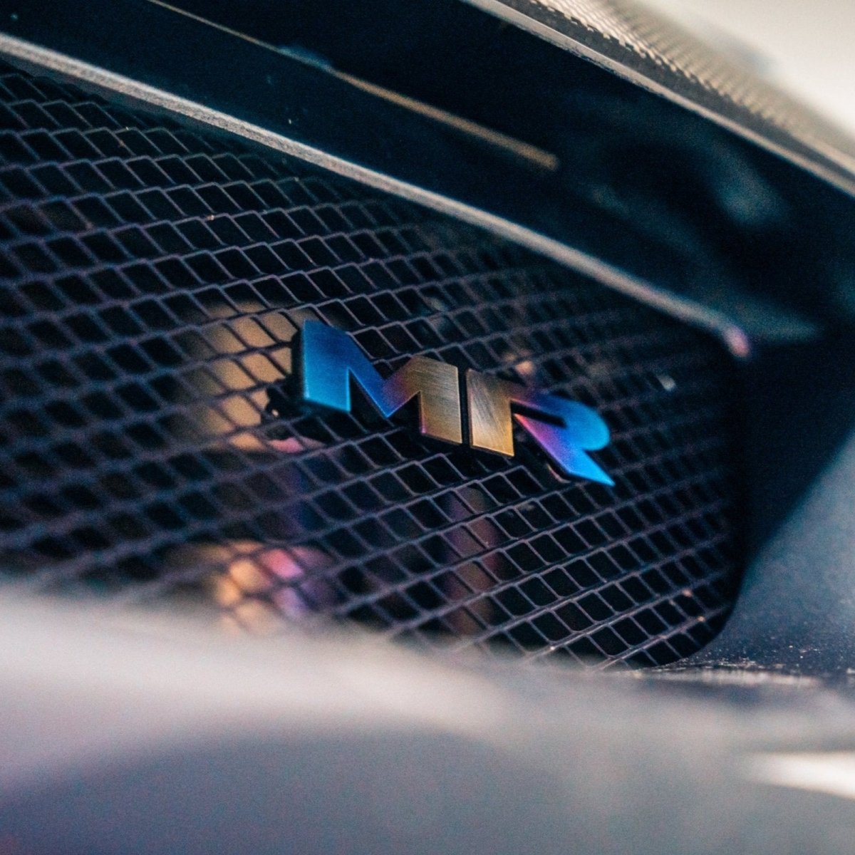 JDC Titanium "MR" Front Grill Badge (Evo 8/9) - JDMuscleBadgesJDC-TI-MR-MGRILLBurnt