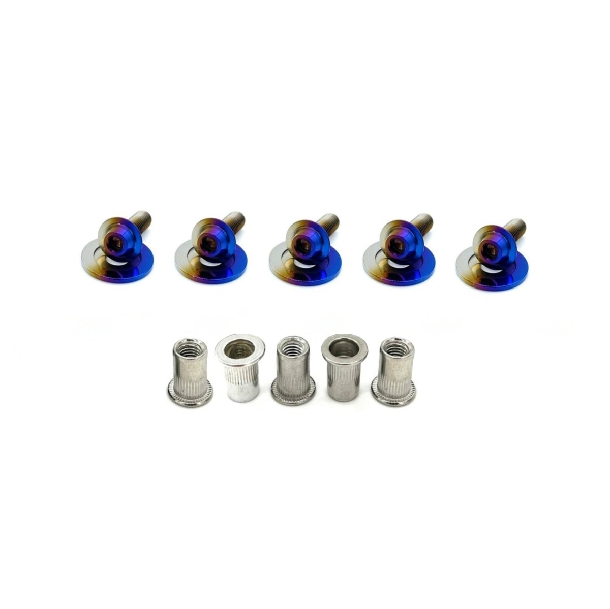 JDC Titanium Radiator Shroud Plastic Clip Replacement Kit (Evo X) - JDMuscleEngine Dress - UpJDC-TI-EVOX-RPCR-FFA-TIFlush - Fit Allen Head BoltsBurnt