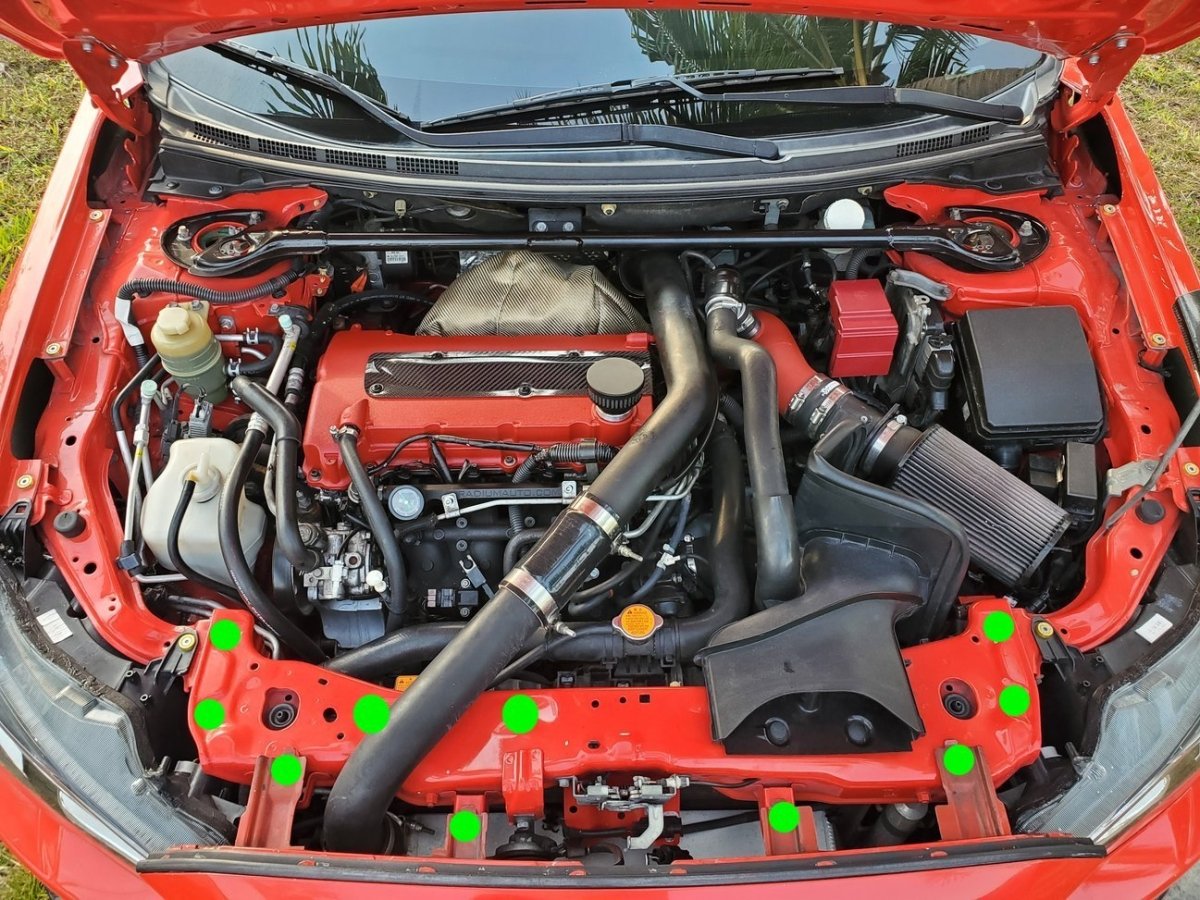 JDC Titanium Radiator Support Area Hardware Replacement Kit (Evo X) - JDMuscleEngine Dress - UpJDC-TI-EVOX-RSAHRKBurnt
