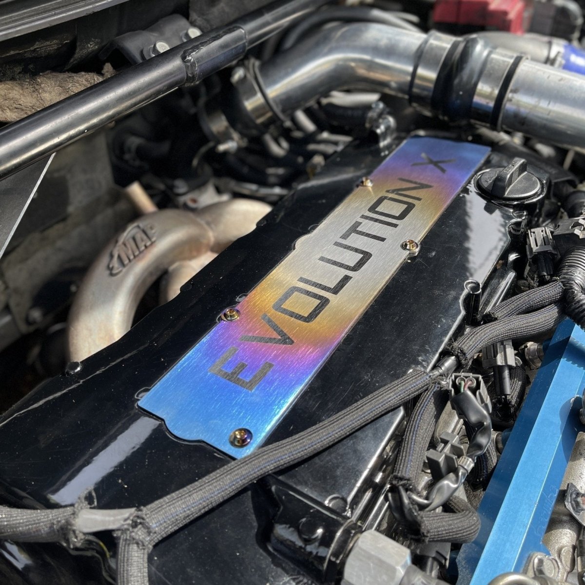 JDC Titanium Spark Plug Cover (Evo X) - JDMuscleSpark Plug CoversJDC-TI-EVOX-SPCBurntSmall JDC Titanium Only