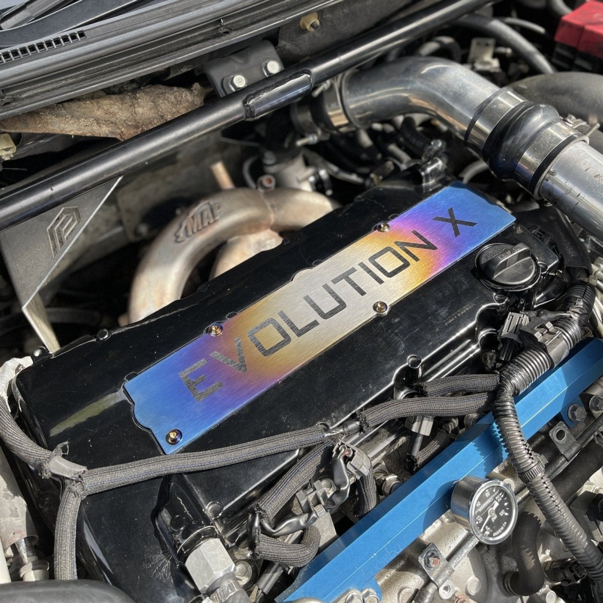 JDC Titanium Spark Plug Cover (Evo X) - JDMuscleSpark Plug CoversJDC-TI-EVOX-SPCBurntSmall JDC Titanium Only