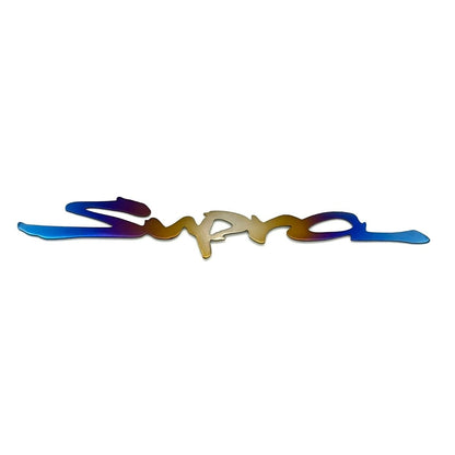 JDC Titanium "Supra/Turbo" Badges | MK4 Toyota Supra - JDMuscleBadgesJDC-TI-MK4SUPRA-BADGE-1"Supra"Burnt