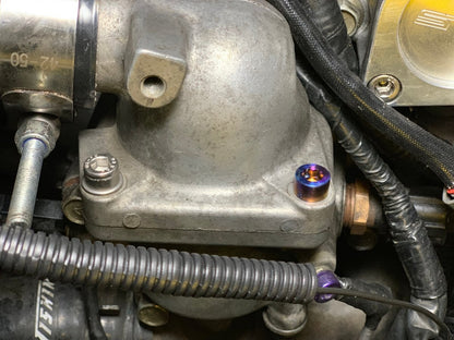 JDC Titanium Thermostat Housing Replacement Kit (Evo 7/8/9) - JDMuscleJDC Engine Bay Hardware KitsJDC-TI-EVO789-THRK-FULLFull Replacement KitBurnt