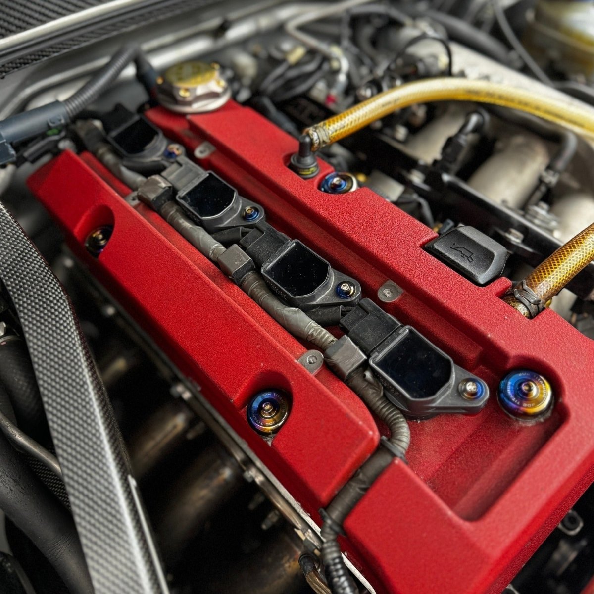 JDC Titanium Valve Cover Hardware Replacement Kit (Honda S2000) - JDMuscleEngine Dress - UpJDC-TI-S2K-VCHK-AHCustom Allen Flange HeadBurnt