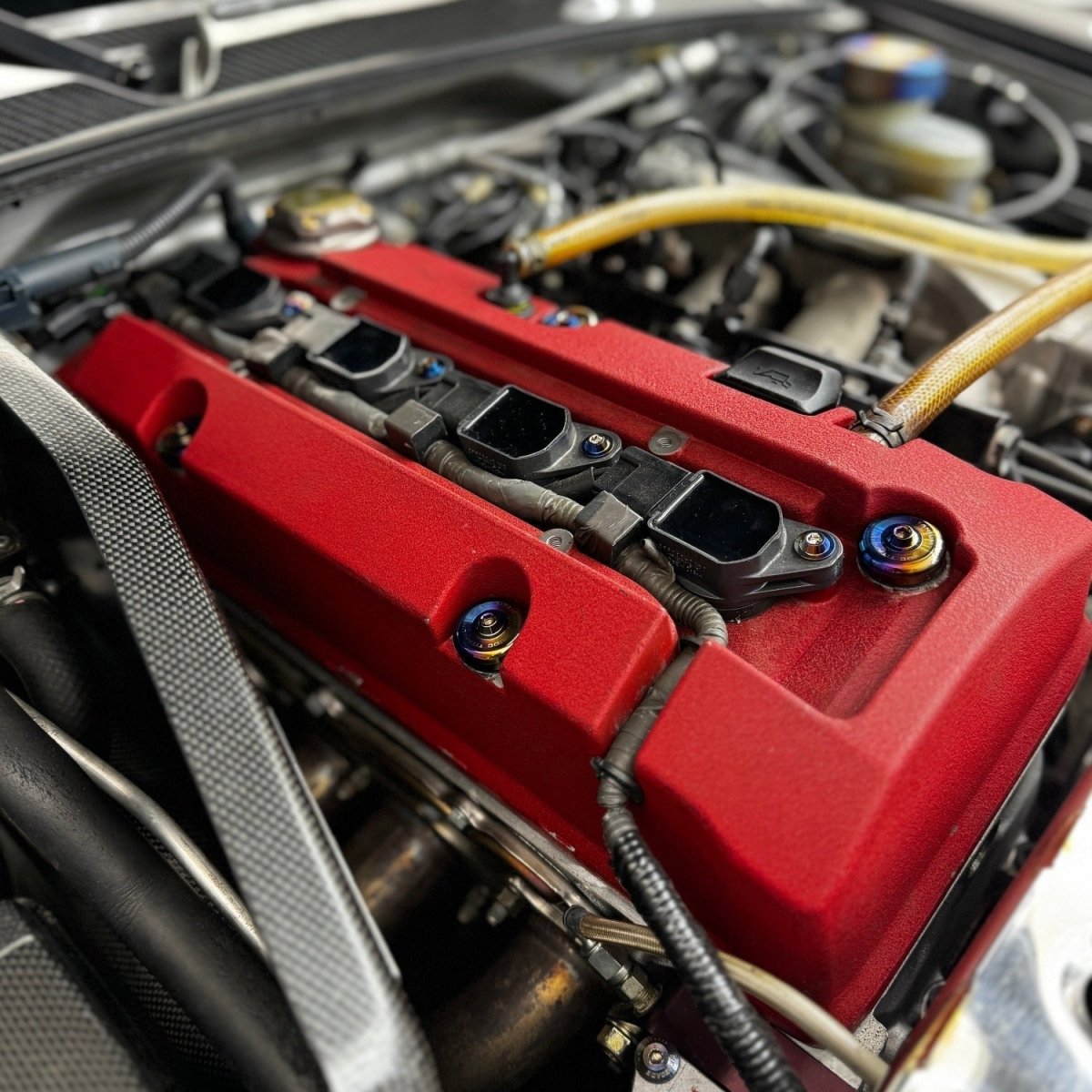 JDC Titanium Valve Cover Hardware Replacement Kit (Honda S2000) - JDMuscleEngine Dress - UpJDC-TI-S2K-VCHK-AHCustom Allen Flange HeadBurnt