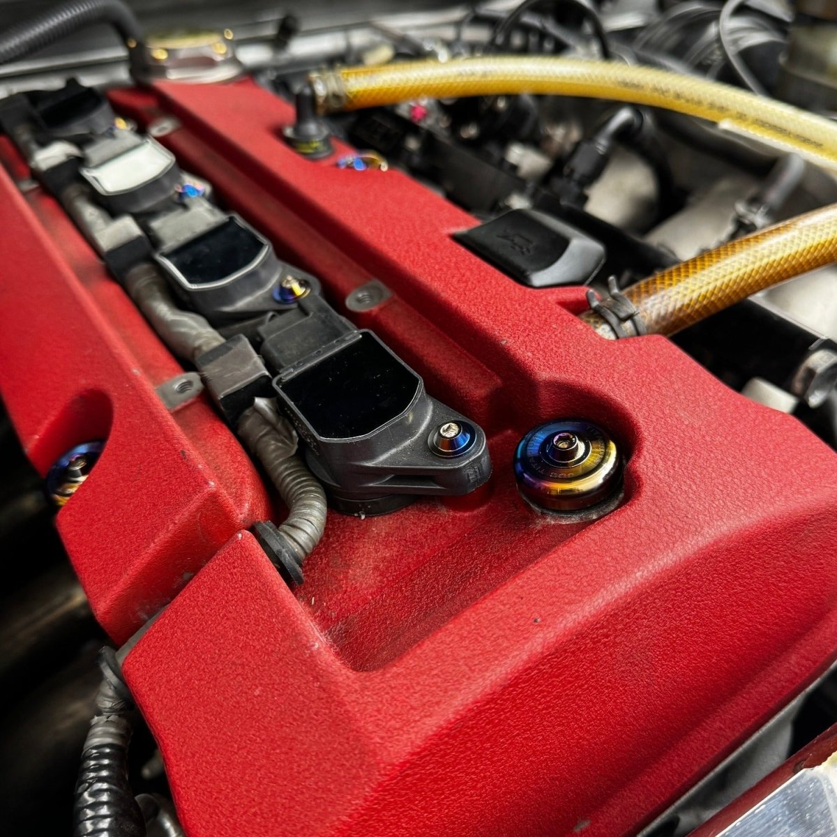 JDC Titanium Valve Cover Hardware Replacement Kit (Honda S2000) - JDMuscleEngine Dress - UpJDC-TI-S2K-VCHK-AHCustom Allen Flange HeadBurnt