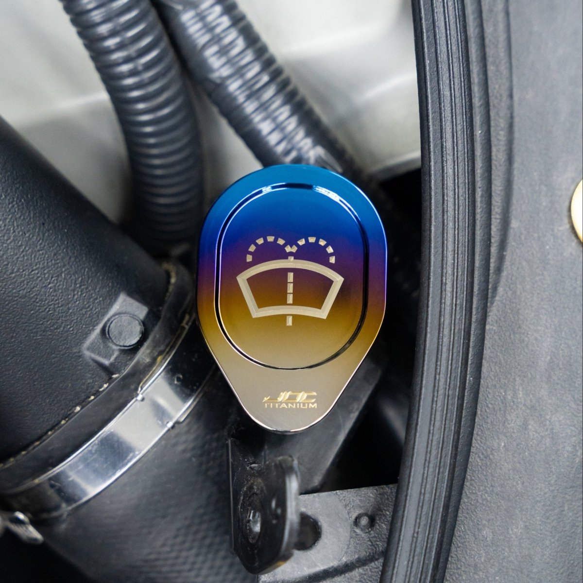 JDC Titanium Washer Fluid Cap (R35 GT - R & Multiple Infiniti Models) - JDMuscleOil CapsJDC-TI-NISSAN-WFCBurntJDC Titanium Only