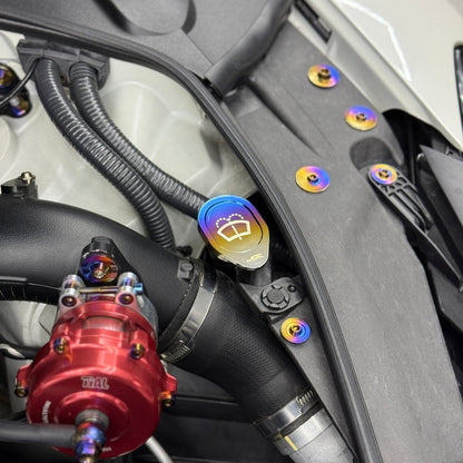JDC Titanium Washer Fluid Cap (R35 GT - R & Multiple Infiniti Models) - JDMuscleOil CapsJDC-TI-NISSAN-WFCBurntJDC Titanium Only