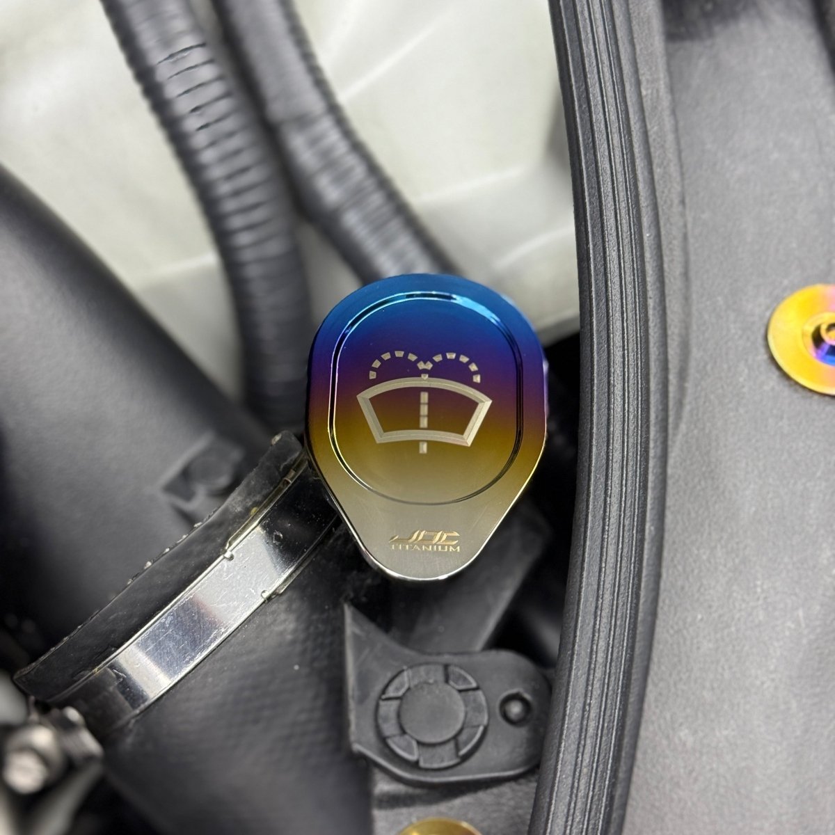 JDC Titanium Washer Fluid Cap (R35 GT - R & Multiple Infiniti Models) - JDMuscleOil CapsJDC-TI-NISSAN-WFCBurntJDC Titanium Only