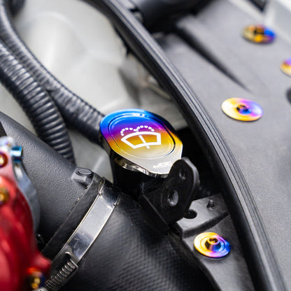 JDC Titanium Washer Fluid Cap (R35 GT - R & Multiple Infiniti Models) - JDMuscleOil CapsJDC-TI-NISSAN-WFCBurntJDC Titanium Only