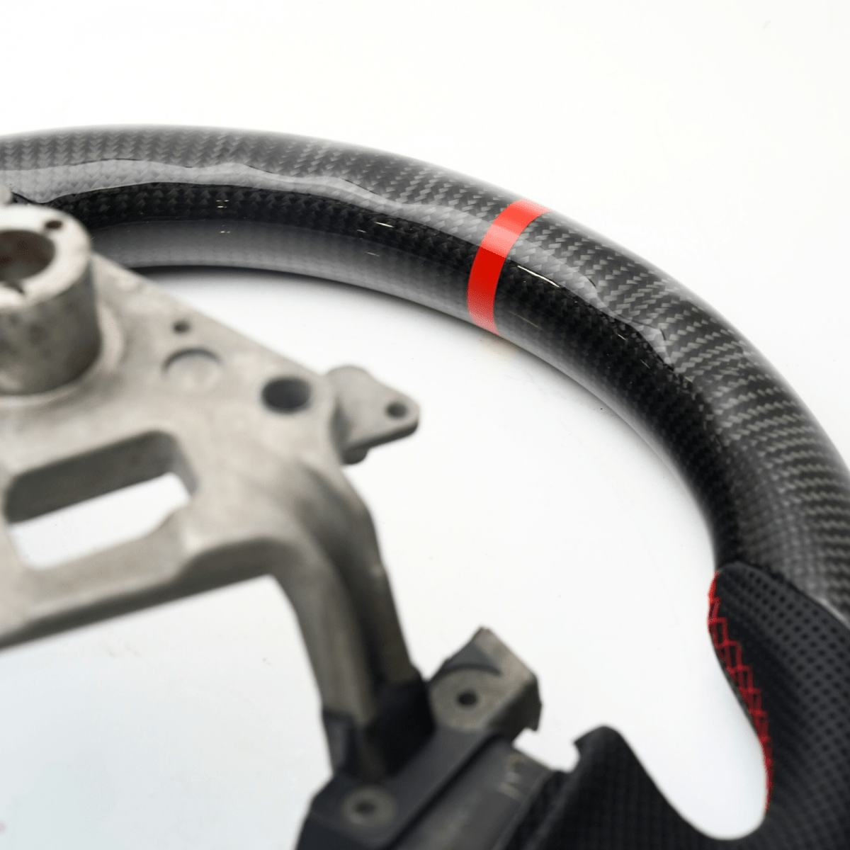 JDMuscle [03 - 08 350Z] Carbon - Lite Series Steering Wheel - JDMuscleSteering WheelsJDM-350Z-CL-STRLRPremium Black Perforated LeatherRed