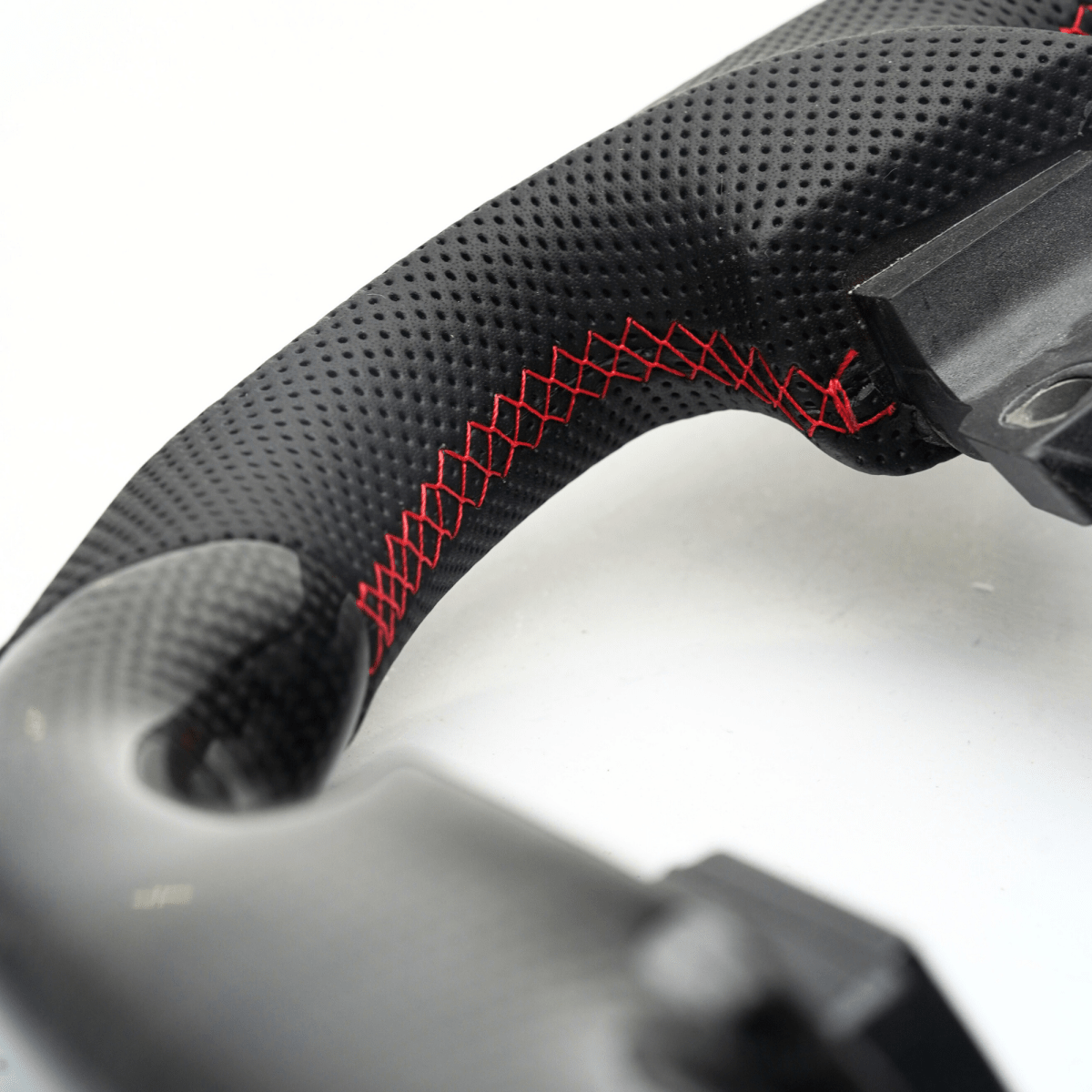 JDMuscle [03 - 08 350Z] Carbon - Lite Series Steering Wheel - JDMuscleSteering WheelsJDM-350Z-CL-STRLRPremium Black Perforated LeatherRed
