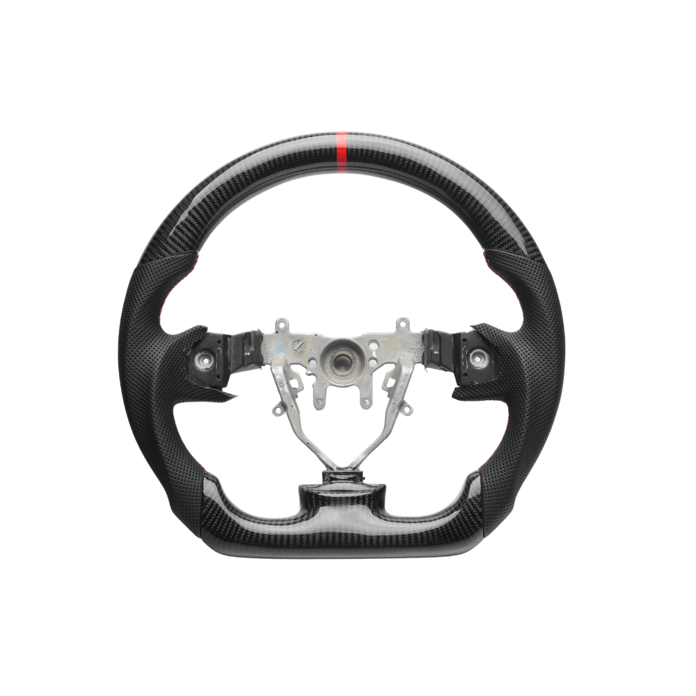 JDMuscle [08 - 14 WRX/STI] Carbon Lite Series Carbon Fiber Steering Wheel w/ Red Accents - JDMuscleSteering WheelsJDM-CL-STR-WRX08LRBlack Premium Perforated Leather
