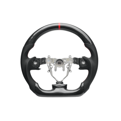 JDMuscle [08 - 14 WRX/STI] Carbon Lite Series Carbon Fiber Steering Wheel w/ Red Accents - JDMuscleSteering WheelsJDM-CL-STR-WRX08LRBlack Premium Perforated Leather