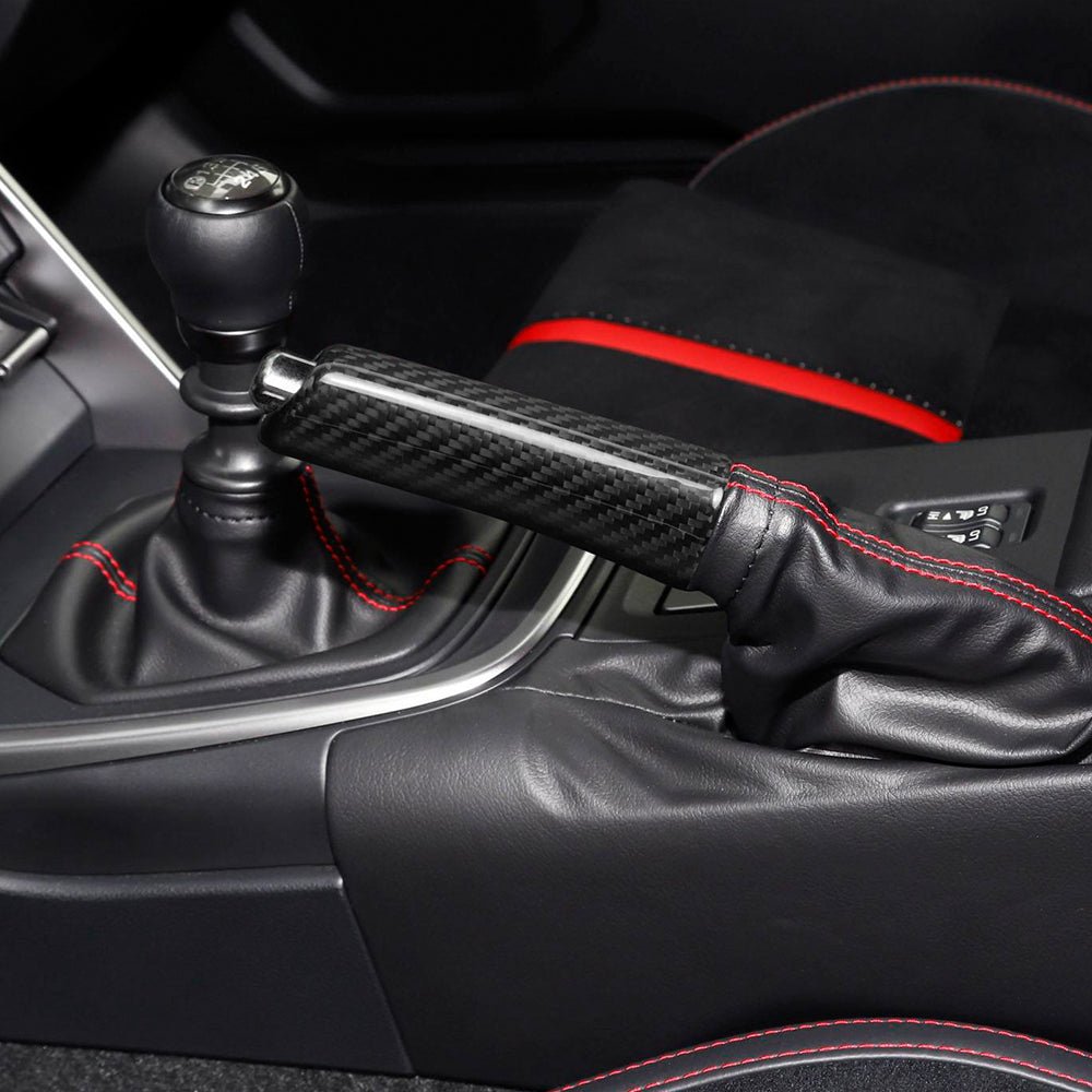JDMuscle [22 - 25 WRX, 15 - 21 WRX/STI, 22 - 25 BRZ/GR86] Carbon Fiber E - Brake Handle - Black / Red / Forged - JDMuscleKnobs and ButtonsWRX15-504CF2x2 Carbon Fiber