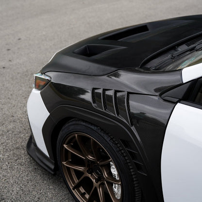 JDMuscle [22 - 25 WRX w/ FMIC] Carbon Fiber Scoopless Hood V1 - JDMuscleHoodsJDM-WRX22-HD-RV1CF2x2 Twill