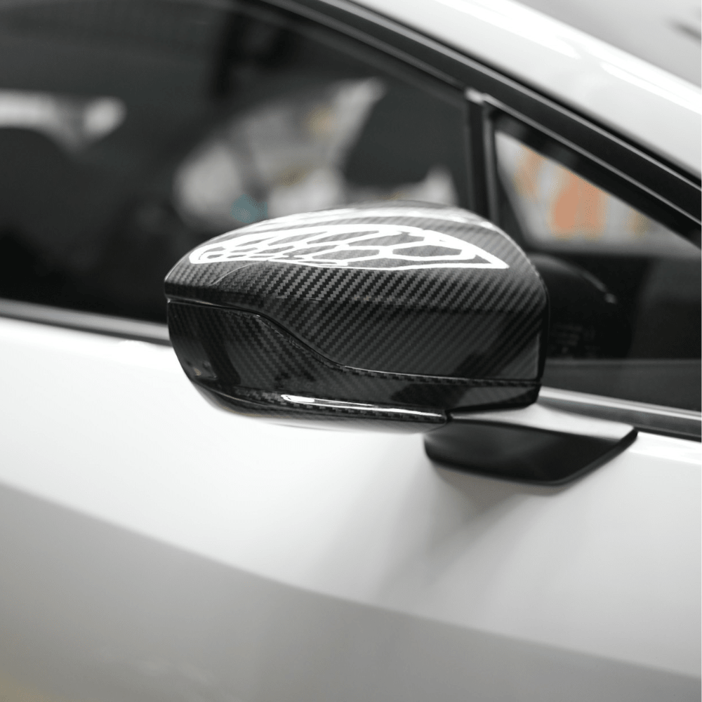 JDMuscle [22 - 25 WRX w/o Turn Signal] Tanso Pre - preg Carbon Fiber Side Mirror Lower Trim Covers w/ Gloss Finish - JDMuscleAftermarket MirrorsJDM-WRX22-MCL