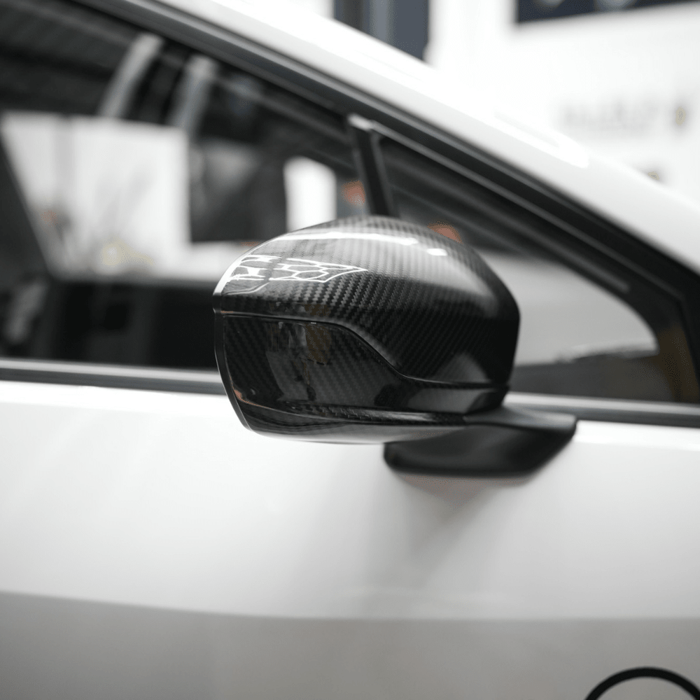 JDMuscle [22 - 25 WRX w/o Turn Signal] Tanso Pre - preg Carbon Fiber Side Mirror Lower Trim Covers w/ Gloss Finish - JDMuscleAftermarket MirrorsJDM-WRX22-MCL