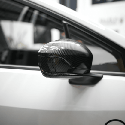 JDMuscle [22 - 25 WRX w/o Turn Signal] Tanso Pre - preg Carbon Fiber Side Mirror Lower Trim Covers w/ Gloss Finish - JDMuscleAftermarket MirrorsJDM-WRX22-MCL