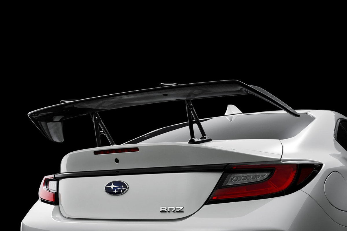 JDMuscle [[22 - 26 BRZ/GR86]] STI Style Carbon Fiber Swan Neck Wing - JDMuscleSpoilers and WingsJDM-WRX22-1027CF2x2 Twill