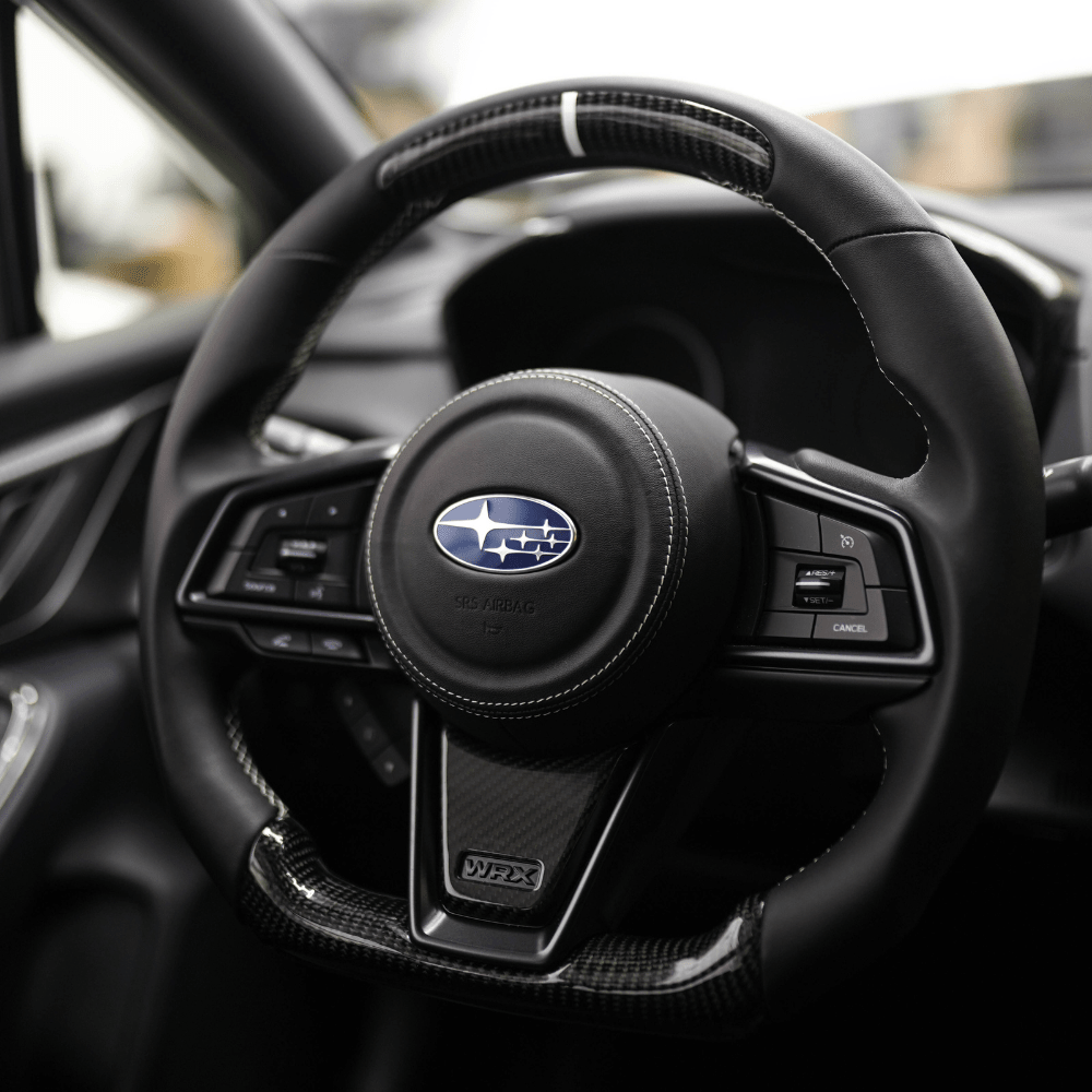 JDMuscle [22 - 26 WRX] Airbag Cover - Leather / Alcantara - JDMuscleSteering Wheel ComponentsJDM-WRX22-ABC1Black LeatherRed