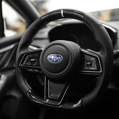 JDMuscle [22 - 26 WRX] Airbag Cover - Leather / Alcantara - JDMuscleSteering Wheel ComponentsJDM-WRX22-ABC1Black LeatherRed