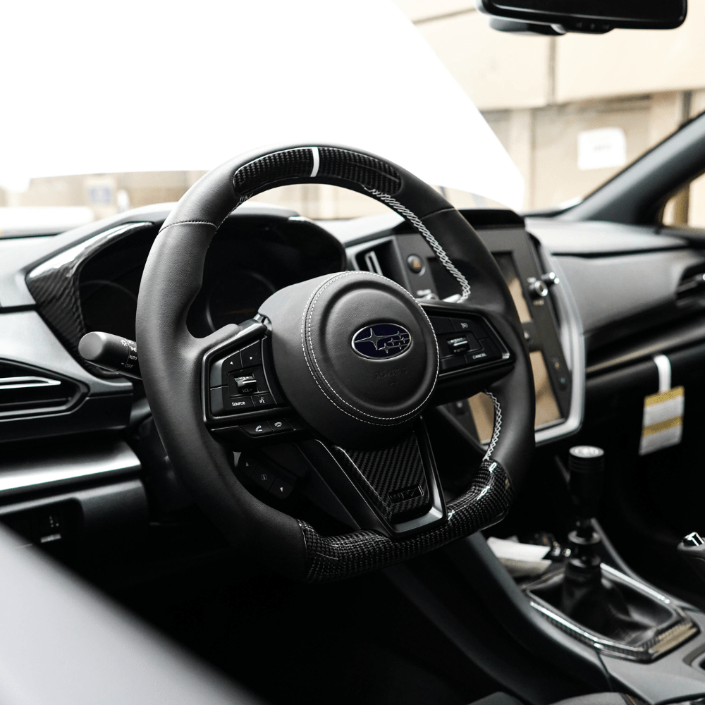 JDMuscle [22 - 26 WRX] Airbag Cover - Leather / Alcantara - JDMuscleSteering Wheel ComponentsJDM-WRX22-ABC1Black LeatherRed