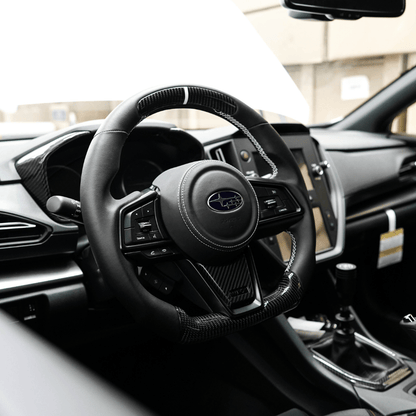 JDMuscle [22 - 26 WRX] Airbag Cover - Leather / Alcantara - JDMuscleSteering Wheel ComponentsJDM-WRX22-ABC1Black LeatherRed