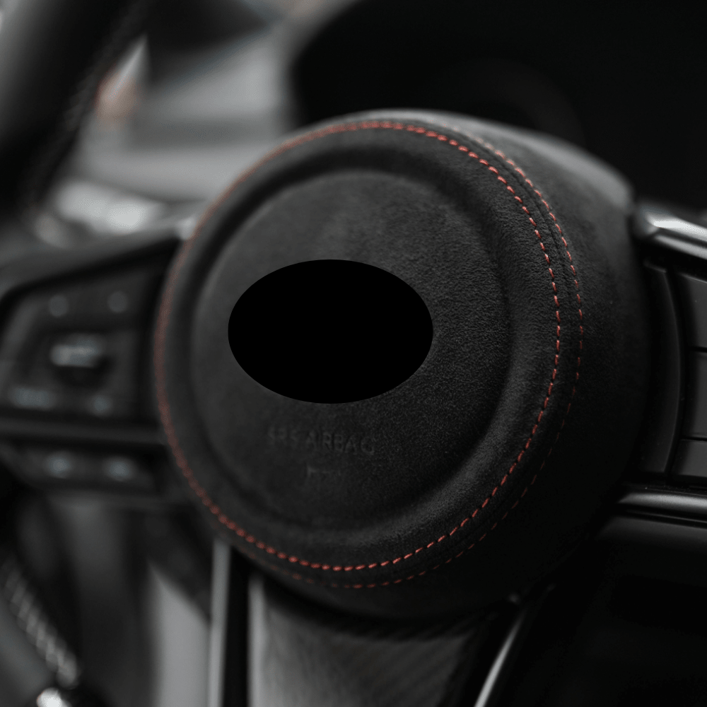 JDMuscle [22 - 26 WRX] Airbag Cover - Leather / Alcantara - JDMuscleSteering Wheel ComponentsJDM-WRX22-ABC1Black LeatherRed
