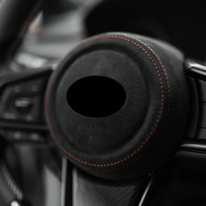 JDMuscle [22 - 26 WRX] Airbag Cover - Leather / Alcantara - JDMuscleSteering Wheel ComponentsJDM-WRX22-ABC1Black LeatherRed
