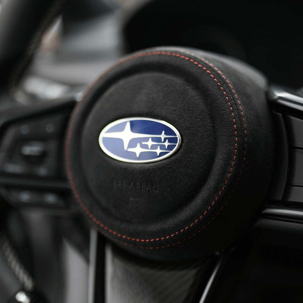 JDMuscle [22 - 26 WRX] Airbag Cover - Leather / Alcantara - JDMuscleSteering Wheel ComponentsJDM-WRX22-ABC1Black LeatherRed