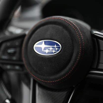 JDMuscle [22 - 26 WRX] Airbag Cover - Leather / Alcantara - JDMuscleSteering Wheel ComponentsJDM-WRX22-ABC1Black LeatherRed