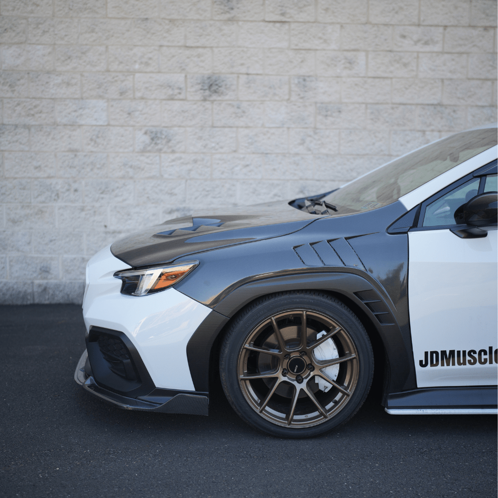 JDM V2 Style Matte Black Front Bumper Lip Splitter Kit For 2022-2025 Subaru WRX VB Sedan (3-Piece)
