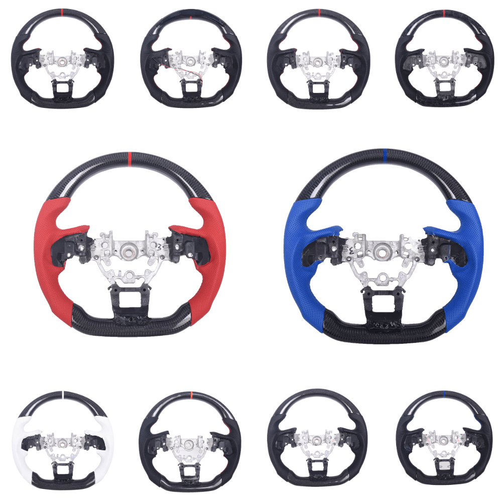 JDMuscle [22 - 26 WRX] Carbon - Pro Series Steering Wheel compatible w/ MT & CVT - JDMuscleSteering WheelsJDM-WRX22-STR-CP1Carbon + Black Perforated Leater + Red Accent