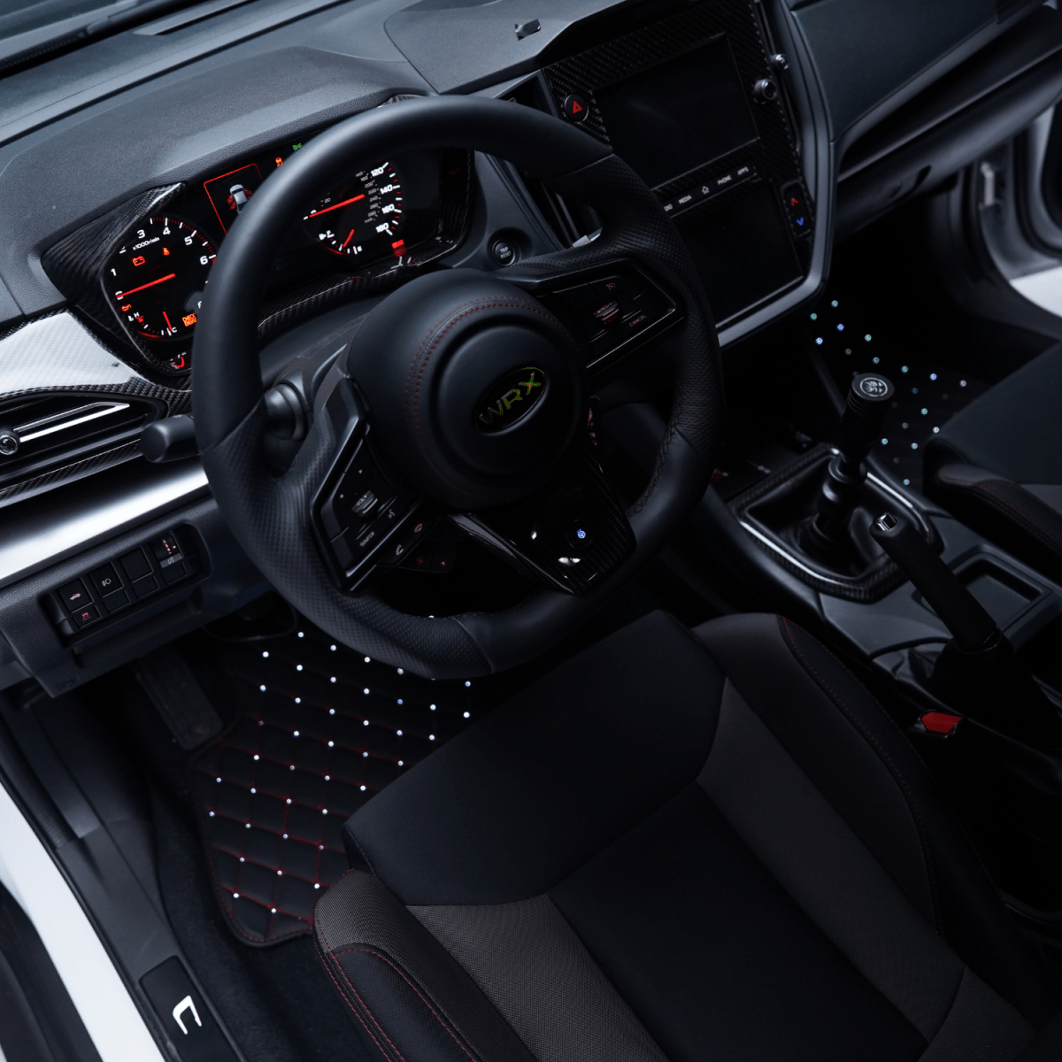 JDMuscle [22 - 26 WRX] Phantom Series RGB Floor Liners - JDMuscleFloor MatsJDM-WRX22-RGB-FLB-RDBlackRed