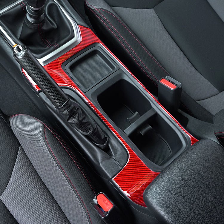 JDMuscle [22 - 26 WRX] P&S Series Carbon Fiber Cup Holder Trim Cover | Black Carbon Fiber/ Red Carbon Fiber - JDMuscleTrim KitsJDM-WRX22-115BBlack Carbon FIiber