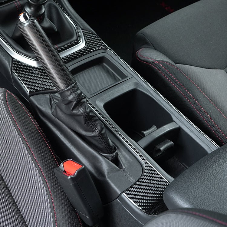 JDMuscle [22 - 26 WRX] P&S Series Carbon Fiber Cup Holder Trim Cover | Black Carbon Fiber/ Red Carbon Fiber - JDMuscleTrim KitsJDM-WRX22-115BBlack Carbon FIiber