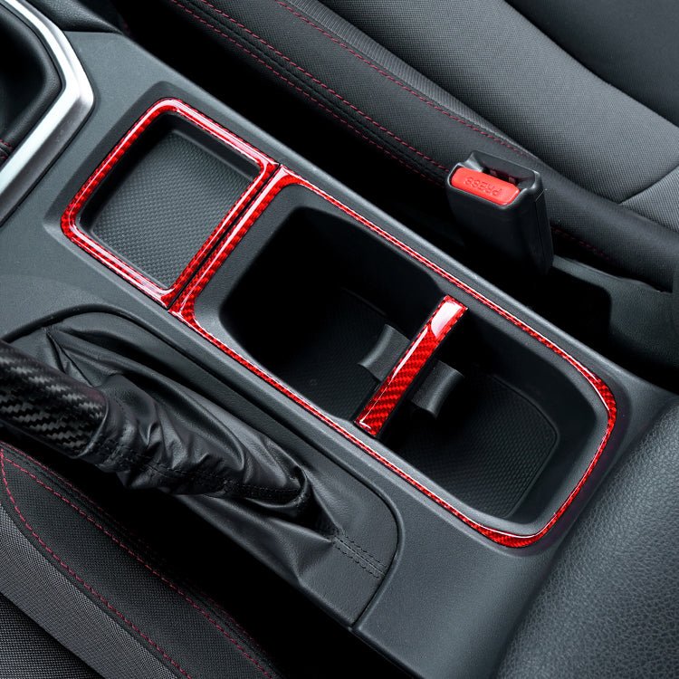 JDMuscle [22 - 26 WRX] P&S Series Carbon Fiber Cupholder Inner Trim | Black Carbon Fiber/ Red Carbon Fiber - JDMuscleTrim KitsJDM-WRX22-120BBlack Carbon FIiber