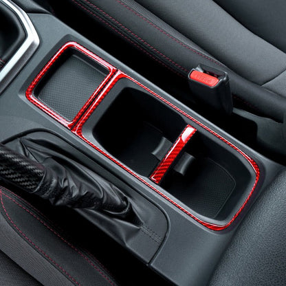 JDMuscle [22 - 26 WRX] P&S Series Carbon Fiber Cupholder Inner Trim | Black Carbon Fiber/ Red Carbon Fiber - JDMuscleTrim KitsJDM-WRX22-120BBlack Carbon FIiber
