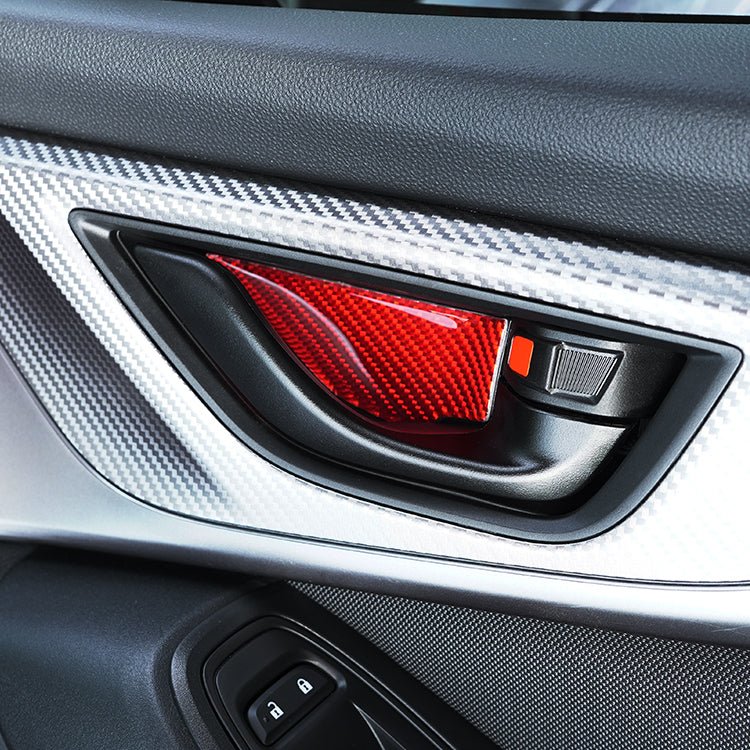 JDMuscle [22 - 26 WRX] P&S Series Carbon Fiber Interior Door Bowl Trim 4 PC | Black Carbon Fiber/ Red Carbon Fiber - JDMuscleTrim KitsJDM-WRX22-111BBlack Carbon Fiber